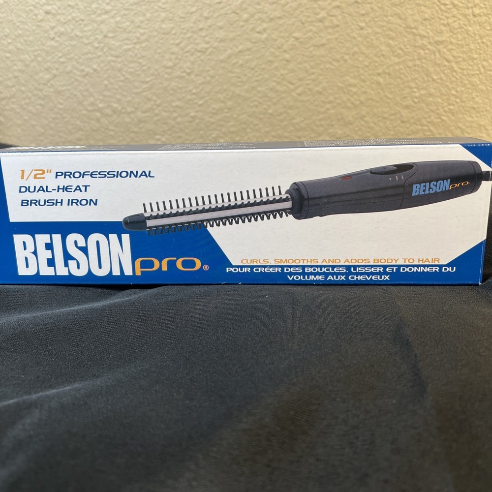 New- Belson Pro 1/2 Inch Professional Dual-Heat Curling Brush‎ Iron Tangle Free